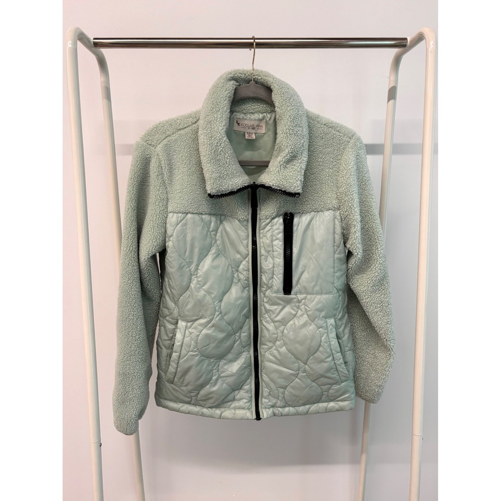 Koolaburra by UGG Womens Sherpa Quilted Mixed Media Jacket Mint Green Small